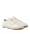Prada Men Ivory Nappa Leather Downtown Sneakers, 7.5 Luxury Sneakers For Men Darveys In Neutral
