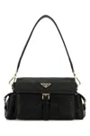 Prada Explore Nappa Leather Shoulder Bag Buckle Hardware In Black