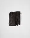 Prada Triangle-logo Leather Gloves In Black