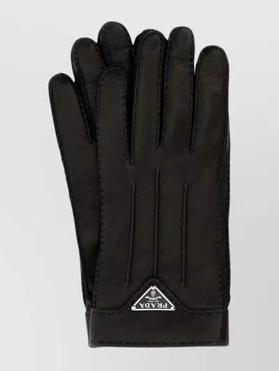 Prada Man Black Nappa Leather Gloves