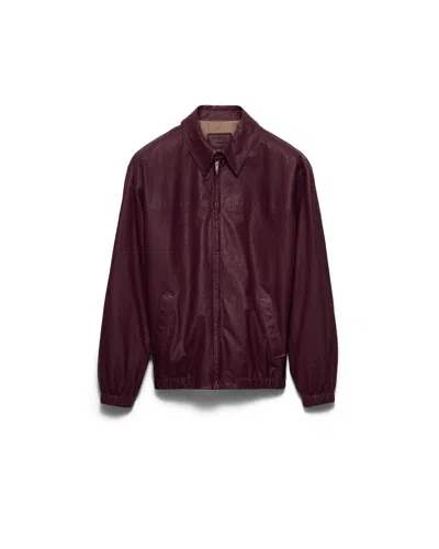 Prada Nappa Leather Jacket In Burgundy