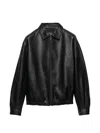 Prada Long-sleeved Leather Jacket In Black