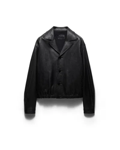 Prada Nappa Leather Jacket In Black