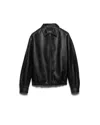 Prada Long-sleeved Leather Jacket In Black