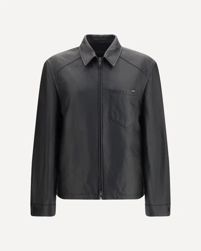 Prada Black Lamb Ovis Aries Aries Leather Jacket
