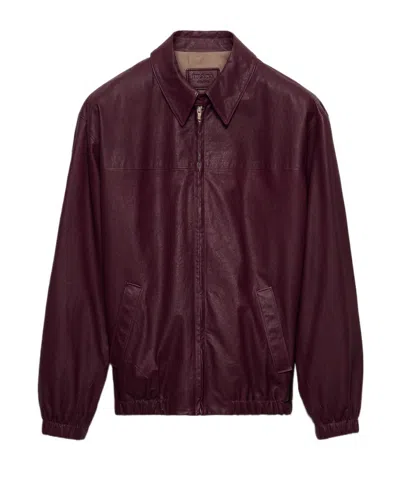 Prada Nappa Leather Jacket In Burgundy