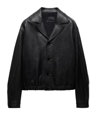 Prada Nappa Leather Jacket In Purple