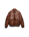 Prada Nappa Leather Jacket In Brown