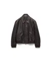 Prada Nappa Leather Jacket In Brown