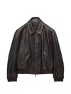 Prada Nappa Leather Jacket In Brown