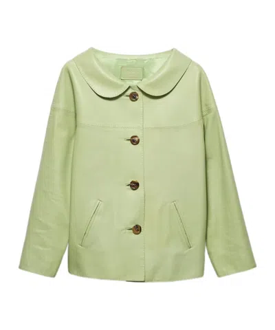 PRADA PRADA BUTTON-UP LEATHER JACKET