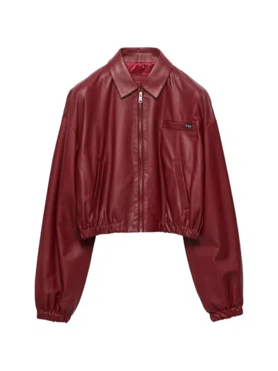 Prada Nappa Leather Jacket In Red