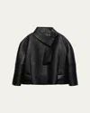 Prada Nappa Leather Jacket With Scarf Collar In Black