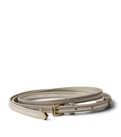 Prada Nappa Leather Metallic Belt In Gray