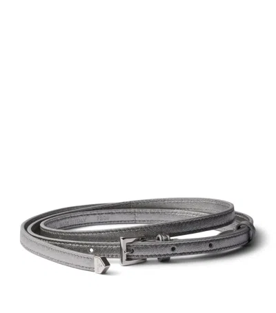 Prada Nappa Leather Metallic Belt In Gray