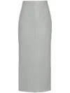 Prada Textured-leather Midi Skirt In Grey