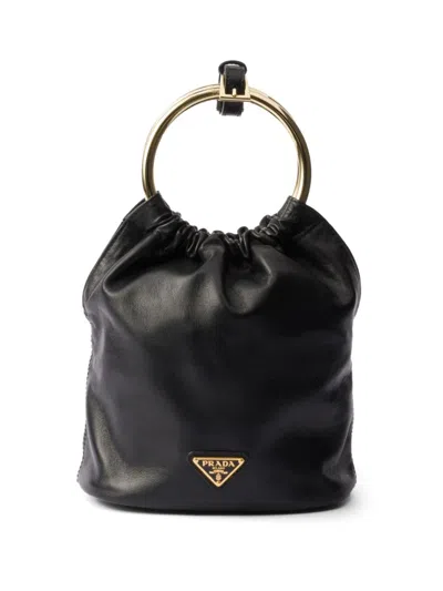 Prada Womens Black Refined-handle Nappa Leather Mini Bucket Bag