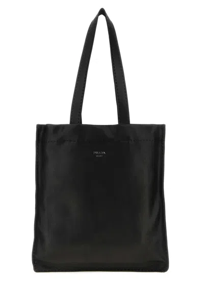 Prada Nappa Leather Mini Shopping Handbag For Men In Black