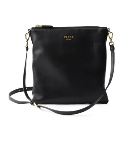 Prada Nappa Leather Mini Shoulder Bag In Black