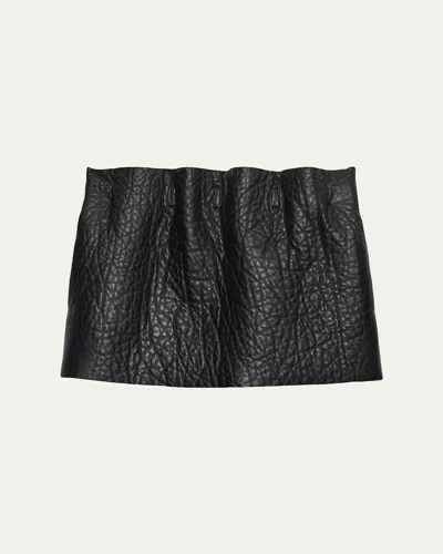 Prada Nappa Leather Mini Skirt In Black