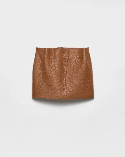 Prada Minirock Aus Nappa-leder In Brown