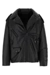 Prada Nappa Leather Padded Jacket In Black
