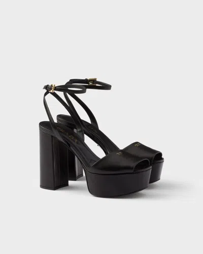 Prada Nappa Leather Platform Sandals In Black