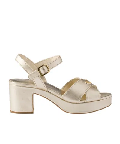Prada Nappa Leather Platform Sandals In Pyrite