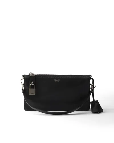 Prada Antiqued Nappa Leather Pouch In Purple