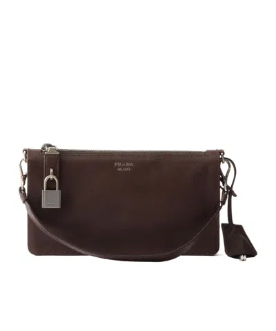 Prada Nappa Leather Pouch In Ochre