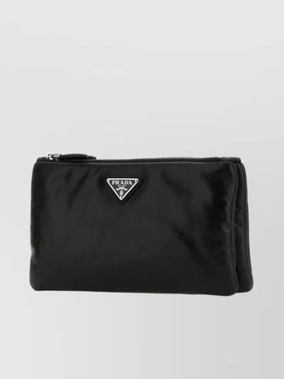 Prada Nappa Leather Pouch Textured Finish In Black