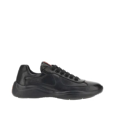Prada Technical Sneakers Mesh Panels Rubber Sole In Black