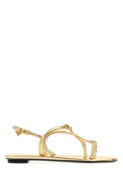 Prada Nappa Leather Sandals With Leather And Rubber Sole In Gold