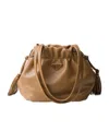 Prada Womens Brown Drawstring Triangle-plaque Nappa Leather Shoulder Bag In Brown