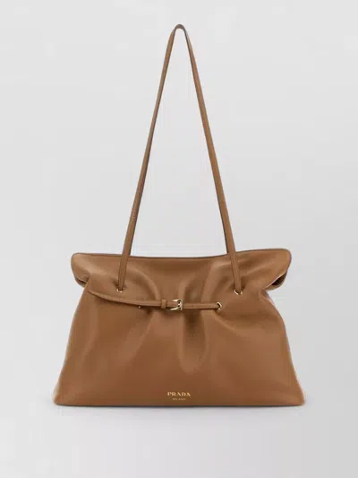 Prada Nappa Leather Shoulder Bag Soft Structure In Brown