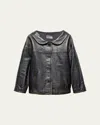 Prada Nappa Leather Single-breasted Jacket In Black
