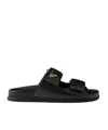 Prada Nappa Leather Slides In Black