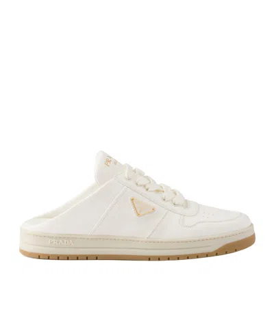Prada Nappa Leather Sneaker Mules In Neutral