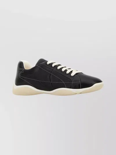 Prada Nappa Leather Sneakers Featuring Contrast Sole In Black