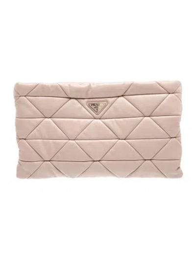Pre-owned Prada Nappa Leather System Nappa Clutch In Neutrals