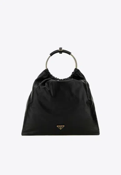 Prada Nappa Leather Top Handle Bag In Black