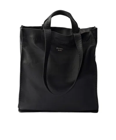 Prada Nappa Leather Tote Bag In Black