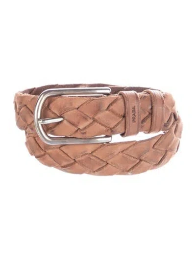 Pre-owned Prada Nappa Leather Waist Belt In Brown