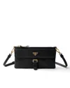 Prada Nappa-leather Wallet With Shoulder-strap In Black