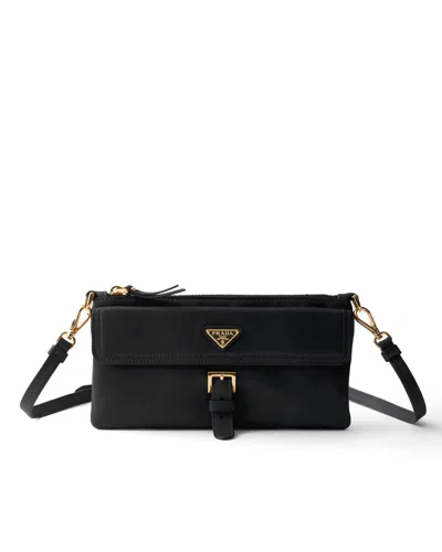 PRADA NAPPA LEATHER WALLET WITH SHOULDER STRAP