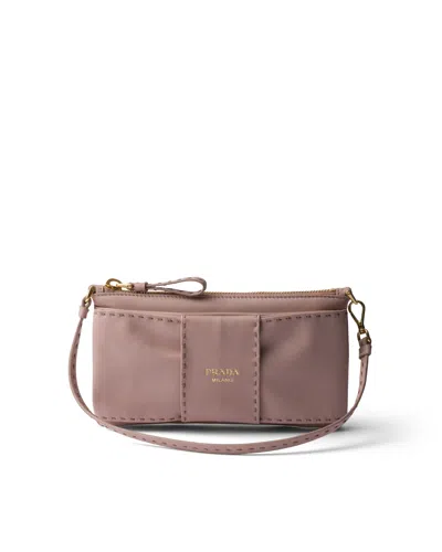 Prada Nappa Leather Zipper Pouch In Pink