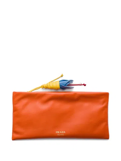 Prada Nappa Leather Zipper Pouch In Purple