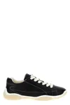 Prada Leather Sneakers With Contrast Stitching And Rubber Sole In Pattern