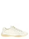 Prada Leather Sneakers Crafted Geometric Stitching In Black