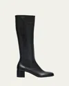 Prada Nappa Stretch Leather Knee-high Boots In Black